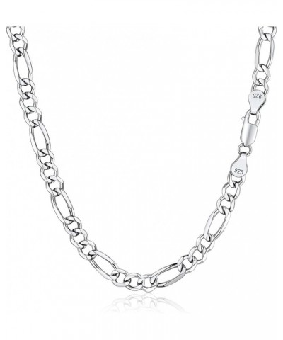 Italian Solid 925 Sterling Silver 5mm Diamond Cut Figaro Chain Necklace for Women Men 20 Inches $13.25 Necklaces