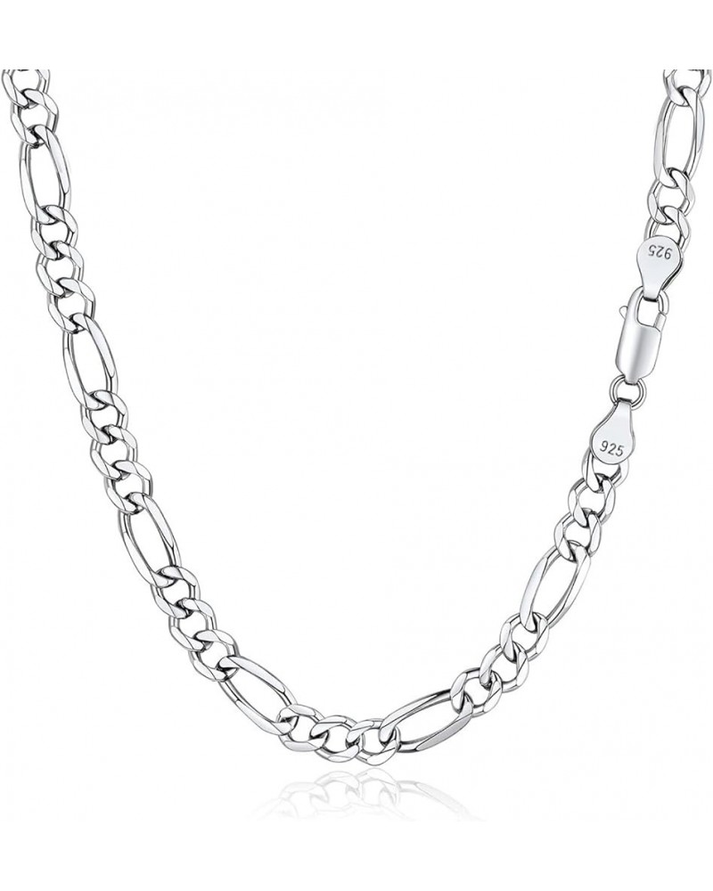 Italian Solid 925 Sterling Silver 5mm Diamond Cut Figaro Chain Necklace for Women Men 20 Inches $13.25 Necklaces