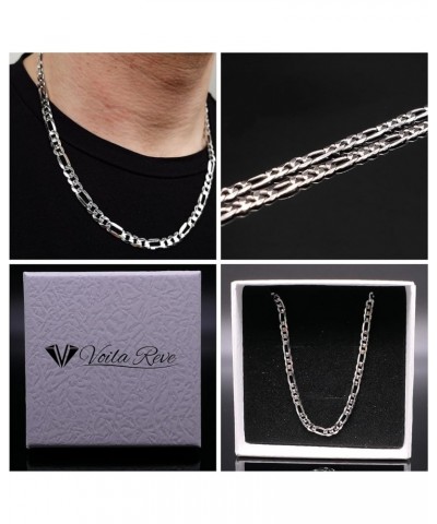 Italian Solid 925 Sterling Silver 5mm Diamond Cut Figaro Chain Necklace for Women Men 20 Inches $13.25 Necklaces