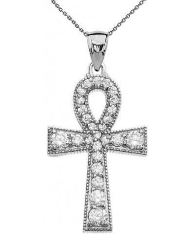 Cubic Zirconia Sterling Silver Ankh Cross Pendant Necklace $18.40 Necklaces