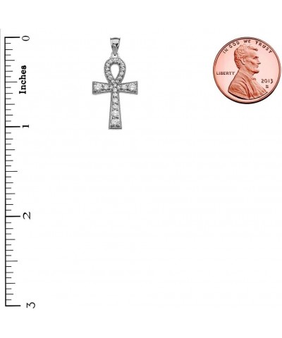 Cubic Zirconia Sterling Silver Ankh Cross Pendant Necklace $18.40 Necklaces