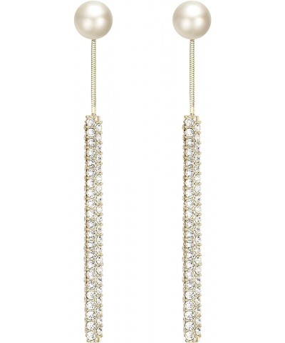 Elegant Simulated Pearl Crystal/Cubic Zirconia Dangle Earrings for Women Bride H-Ivory gold tone $11.59 Earrings