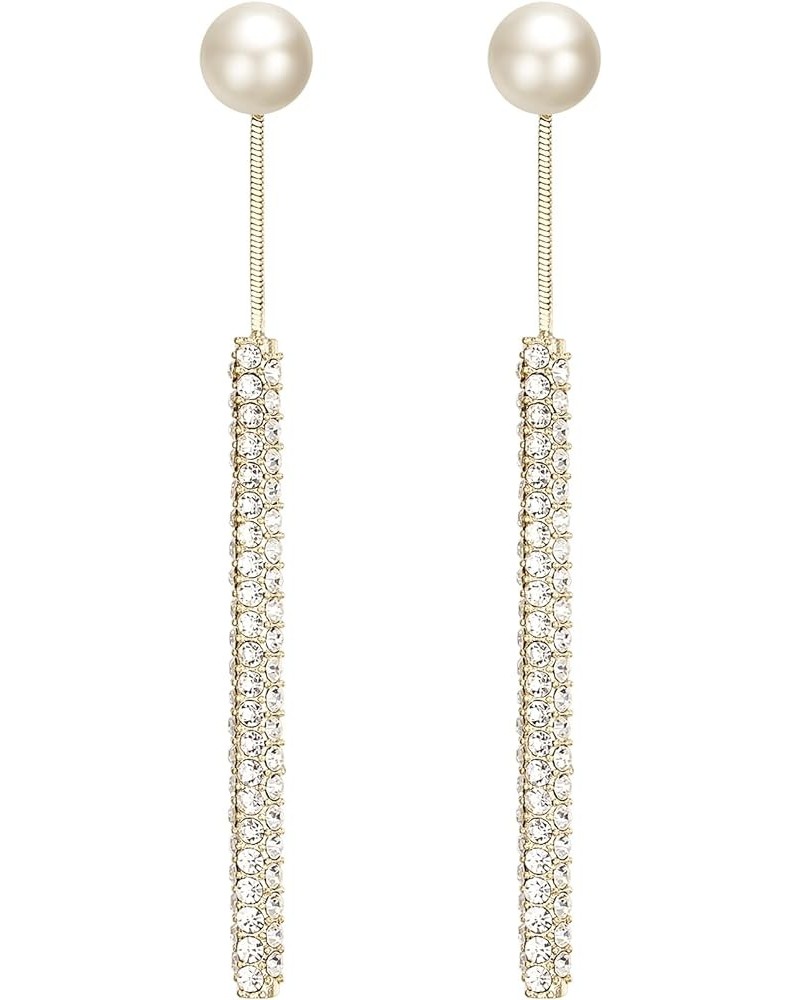 Elegant Simulated Pearl Crystal/Cubic Zirconia Dangle Earrings for Women Bride H-Ivory gold tone $11.59 Earrings