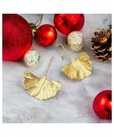 Ginkgo Leaf Earrings, Vintage Earrings Gold Statement Earrings Formal Earrings for Women Evening Wear - Timeless Simple Elega...