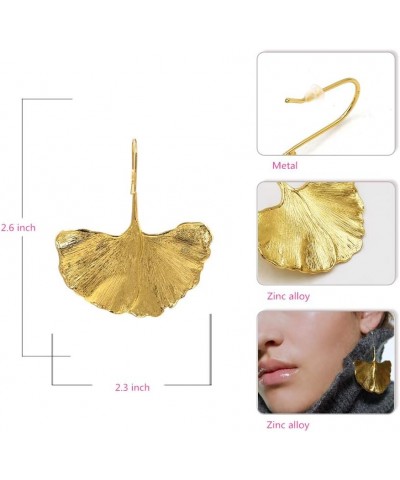 Ginkgo Leaf Earrings, Vintage Earrings Gold Statement Earrings Formal Earrings for Women Evening Wear - Timeless Simple Elega...