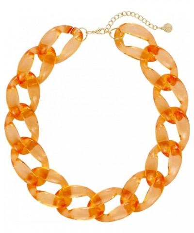 Chunky Acrylic Necklace Smooth Chain Link Cool Statement Choker Cuban Style Jewelry Gift for Women Girls Blazing Orange $10.5...