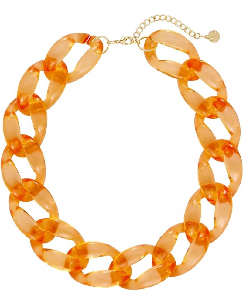 Chunky Acrylic Necklace Smooth Chain Link Cool Statement Choker Cuban Style Jewelry Gift for Women Girls Blazing Orange $10.5...