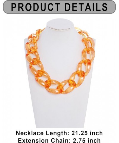 Chunky Acrylic Necklace Smooth Chain Link Cool Statement Choker Cuban Style Jewelry Gift for Women Girls Blazing Orange $10.5...