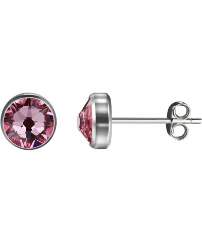 G23 Titanium Crystal Stud Earrings for Women Girls Earrings Hypoallergenic 4mm 5mm 7mm Nickel Free Earring Studs for Sensitiv...
