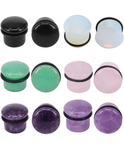 6Pairs 4g-11/16” Multiple Stone Single Flared Ear Plugs with Silicone O-Ring Expander Gauges Gauge-7/16"(11mm) $17.33 Body Je...