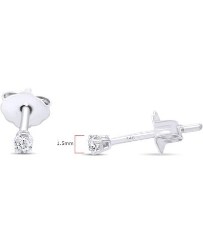 1.5MM To 8MM Round Cut White Cubic Zirconia 4-prong Solitaire Stud Earrings In 14k Solid Gold Jewelry For Women Her 1.5MM Sol...