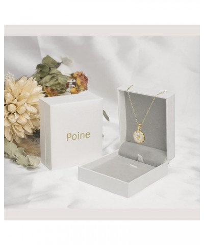 POINE Dainty Initial Necklaces for Women 18K Gold Plated Natural Shell Letter Necklace Personalized Initial Pendant Necklace ...