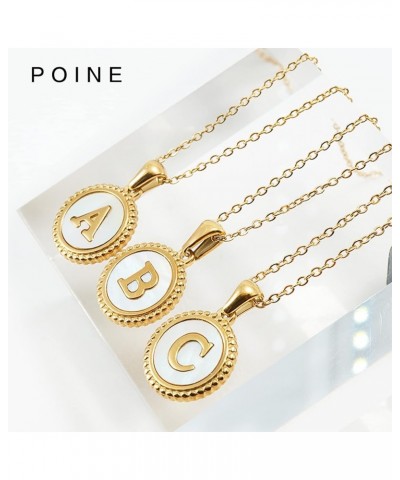 POINE Dainty Initial Necklaces for Women 18K Gold Plated Natural Shell Letter Necklace Personalized Initial Pendant Necklace ...