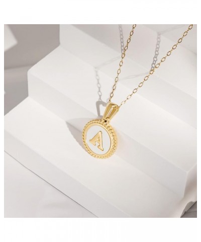 POINE Dainty Initial Necklaces for Women 18K Gold Plated Natural Shell Letter Necklace Personalized Initial Pendant Necklace ...