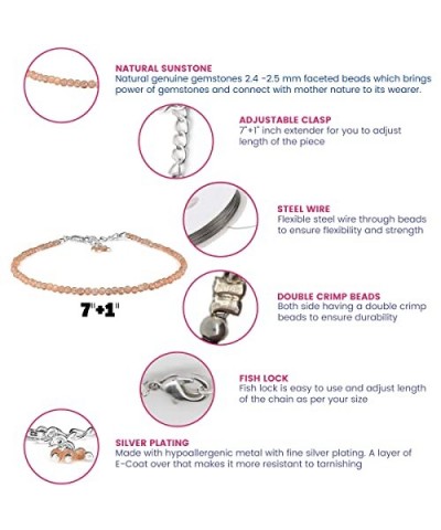 Natural Red Garnet Beads Bracelet, January Birthstone, Handmade Jewelry, Sliver Plated Chain, Gift For Her (Red Garnet) Sunst...