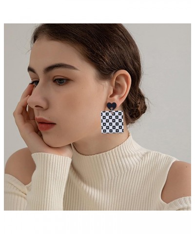 Acrylic checkered Earrings Resin Plaid Hoop Earring Square Shaped Earrings Colorful Chunky Big Earrings for Women Teen Girls ...