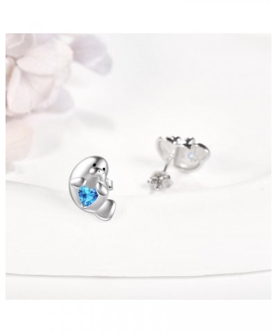 Squirrel/Cow/Penguin/Duck/Hamster Earrings Sterling Silver Animal Earrings Gifts for Women Girls Manatee $17.59 Earrings