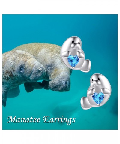 Squirrel/Cow/Penguin/Duck/Hamster Earrings Sterling Silver Animal Earrings Gifts for Women Girls Manatee $17.59 Earrings