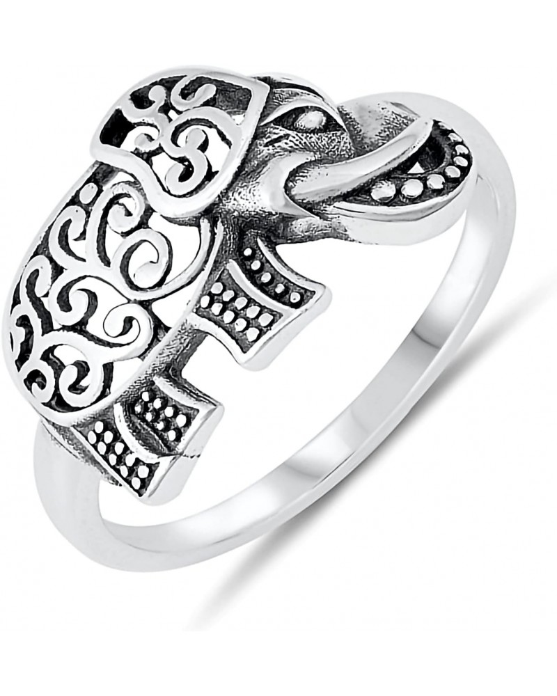 Solid 925 Sterling Silver 11mm Bali Filigree Elephant Ring $13.99 Rings