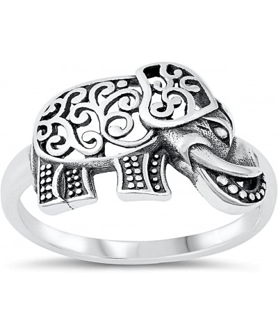 Solid 925 Sterling Silver 11mm Bali Filigree Elephant Ring $13.99 Rings