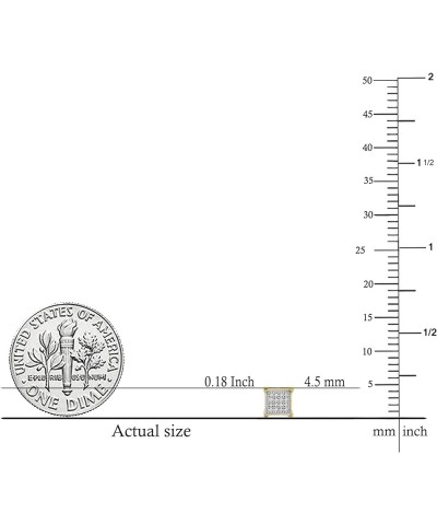 Round White Diamond Square Shape Unisex Stud Earrings (0.10 ctw, Color I-J, Clarity I2-I3) in 925 Sterling Silver Yellow Plat...