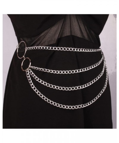 Silver Chain Belt for Women Multilayer Link Waist Belts Layered Belly Chains for the Waist Body Accessories for Teen Girls Wa...