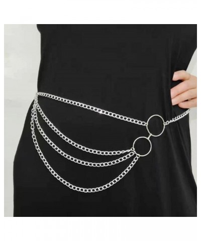 Silver Chain Belt for Women Multilayer Link Waist Belts Layered Belly Chains for the Waist Body Accessories for Teen Girls Wa...