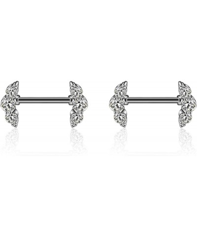 14G Stainless Steel Nipple Ring Clear CZ Nipple Ring Butterfly Nipple Barbell 316L Stainless Steel Nipple Piercings Jewelry f...