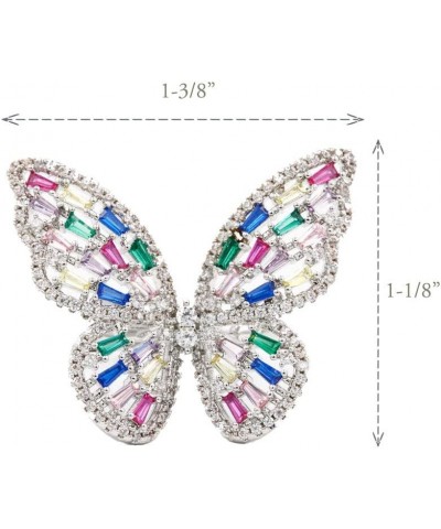 Art Cocktail Butterfly Fashion Ring Size Adjustable from 6-8.5 Cubic Zirconia Jewelry for Women Silver - Multi-color $12.30 R...