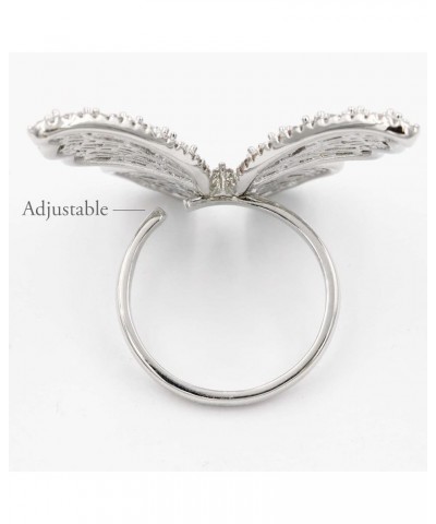 Art Cocktail Butterfly Fashion Ring Size Adjustable from 6-8.5 Cubic Zirconia Jewelry for Women Silver - Multi-color $12.30 R...