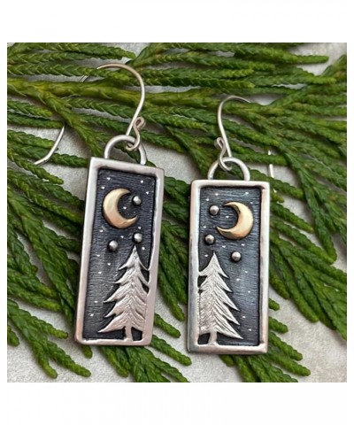 Unique Handmade Retro Silver Mountain Dangle Drop Earrings Stainless Steel Nature Forest Earrings For Women Girls tree $6.23 ...