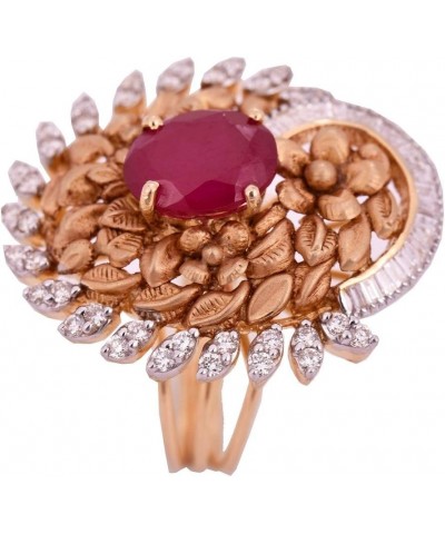 Ruby Diamond Ring Women Cocktail Style Real Diamond Certified 14K Yellow Gold $360.75 Rings