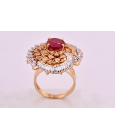 Ruby Diamond Ring Women Cocktail Style Real Diamond Certified 14K Yellow Gold $360.75 Rings