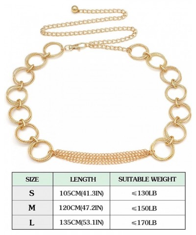 O-Ring Chain Belts for Women Waist Band Belt for Dress Link Chain Gift Chain Gold Large(135cm/53.1in) $9.50 Body Jewelry