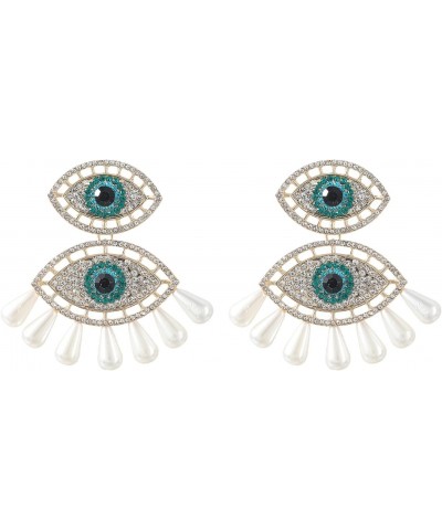 European And American Color Diamond Series Alloy Set Diamonds, Rhinestones Imitation Pearls, Devil'S Eye Earrings, Women'S Vi...