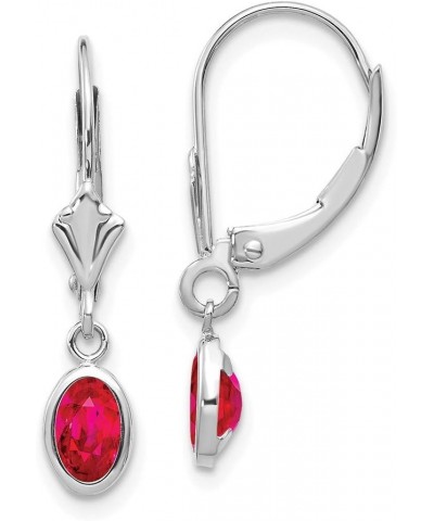 14k White Gold 6x4 Oval Bezel April White Topaz Leverback Earrings rhodium-plated-white-gold Ruby $89.95 Earrings