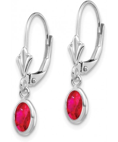 14k White Gold 6x4 Oval Bezel April White Topaz Leverback Earrings rhodium-plated-white-gold Ruby $89.95 Earrings