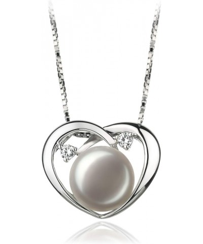 Katie Heart 9-10mm AA Quality Freshwater 925 Sterling Silver Cultured Pearl Pendant For Women white $52.80 Necklaces