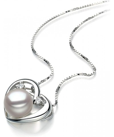 Katie Heart 9-10mm AA Quality Freshwater 925 Sterling Silver Cultured Pearl Pendant For Women white $52.80 Necklaces