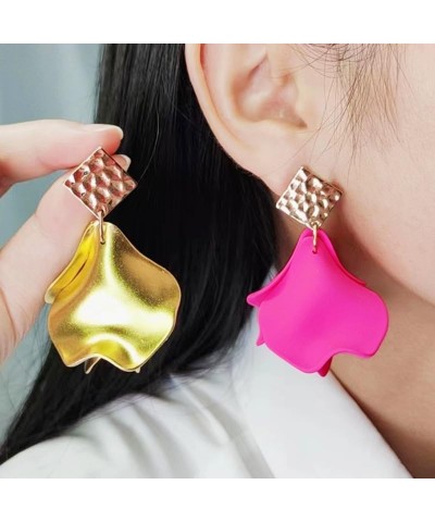 Gold Metal Colorful Acrylic Rose Petal Earrings Dangle Exaggerated Flower Earrings Drop Statement Floral Tassel Earrings for ...