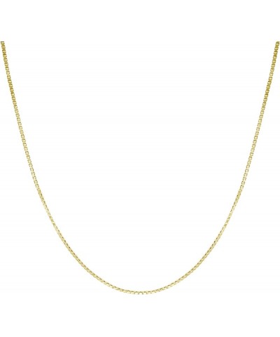 14K Gold Plated Sterling Silver Chain Necklace for Women Box 0.8mm Responsibly Sourced - Non-Migrating Clasp Design - 14K Gol...