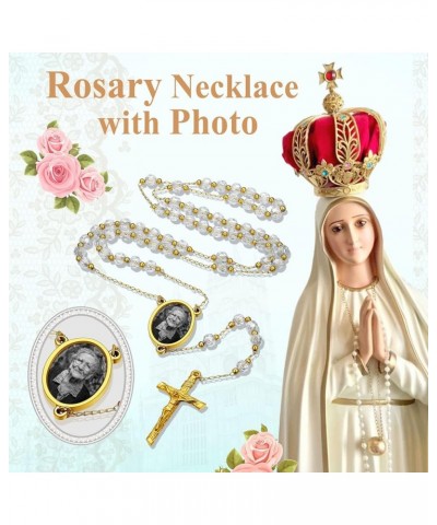 Personalized Rosary with Picture Names Engraved Custom Memorial Rosary Beads Catholic Photo Rosaries Medal & Cross Y Necklace...