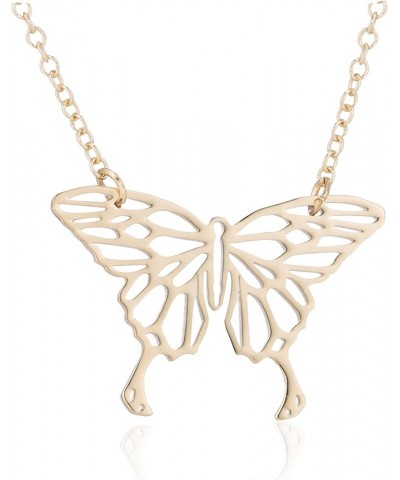 Simple Hollowing Butterfly Pendant Necklace Geometric Lines Animal Insects Pendant Necklace for Women Girls Birthday Gifts Go...