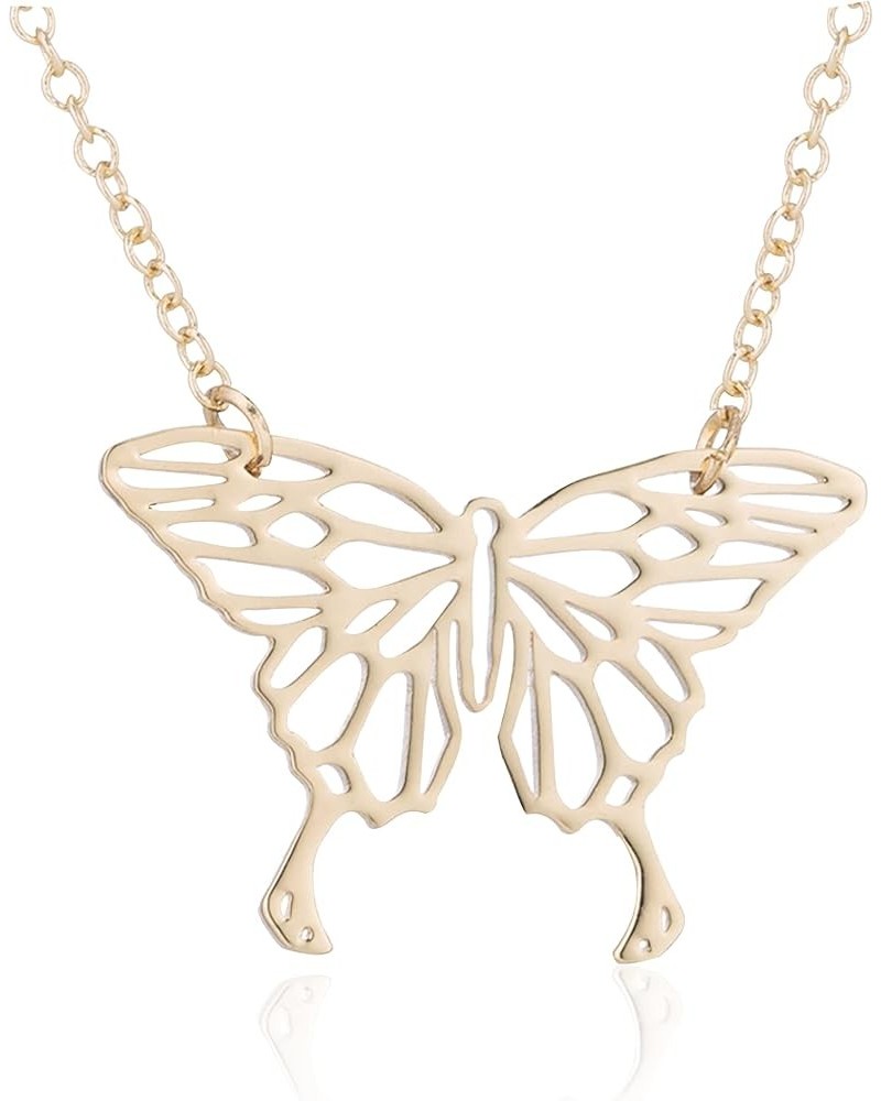 Simple Hollowing Butterfly Pendant Necklace Geometric Lines Animal Insects Pendant Necklace for Women Girls Birthday Gifts Go...