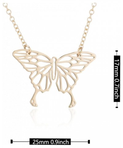 Simple Hollowing Butterfly Pendant Necklace Geometric Lines Animal Insects Pendant Necklace for Women Girls Birthday Gifts Go...