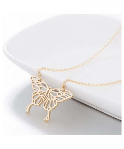 Simple Hollowing Butterfly Pendant Necklace Geometric Lines Animal Insects Pendant Necklace for Women Girls Birthday Gifts Go...