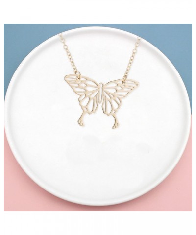 Simple Hollowing Butterfly Pendant Necklace Geometric Lines Animal Insects Pendant Necklace for Women Girls Birthday Gifts Go...