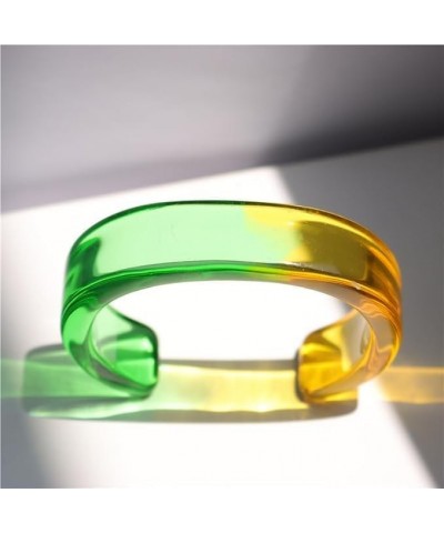 Colorful Acrylic Resin Open Bracelet Geometric Simple Transparent Tortoiseshell Acetate Plate Cuff Bangle Lightweight Chunky ...