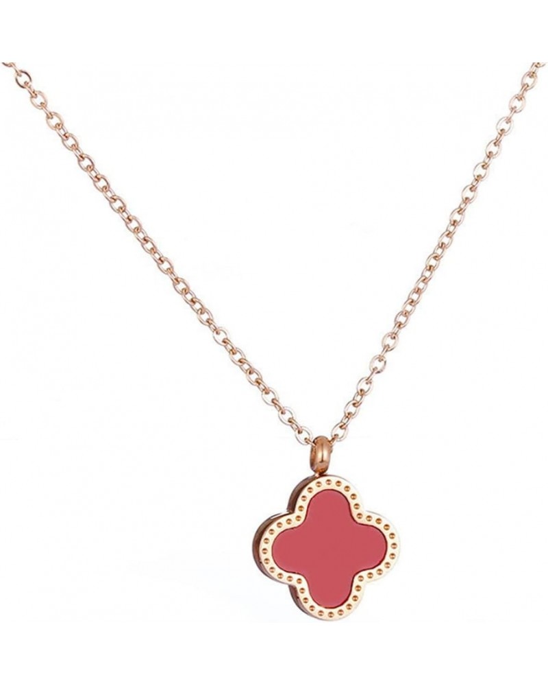 Double Sided Simple Clover Necklace-Red $8.09 Necklaces