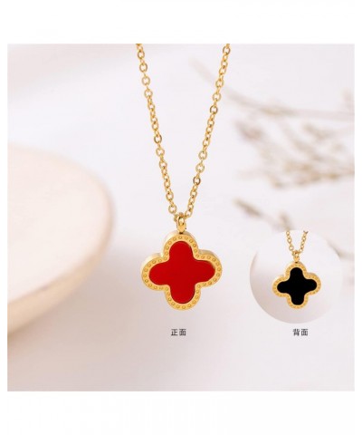 Double Sided Simple Clover Necklace-Red $8.09 Necklaces